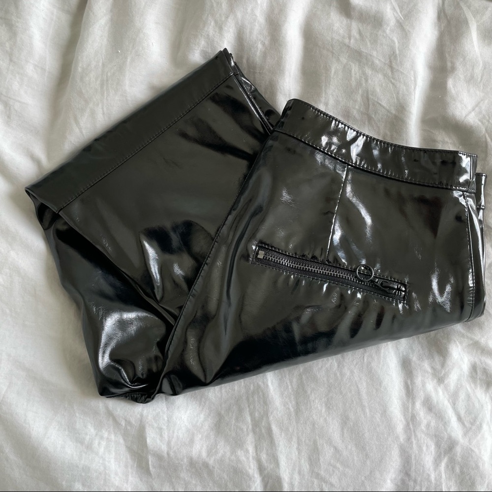 H&M Faux Leather High-Waisted Pants - Straight Leg